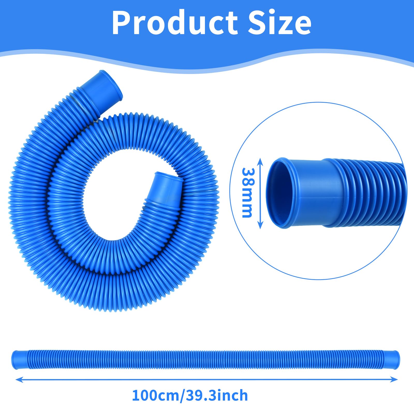 Tuyau Piscine 38mm 1 Mètre Tuyau de Rechange pour Pompe Filtre Piscine Hors Sol