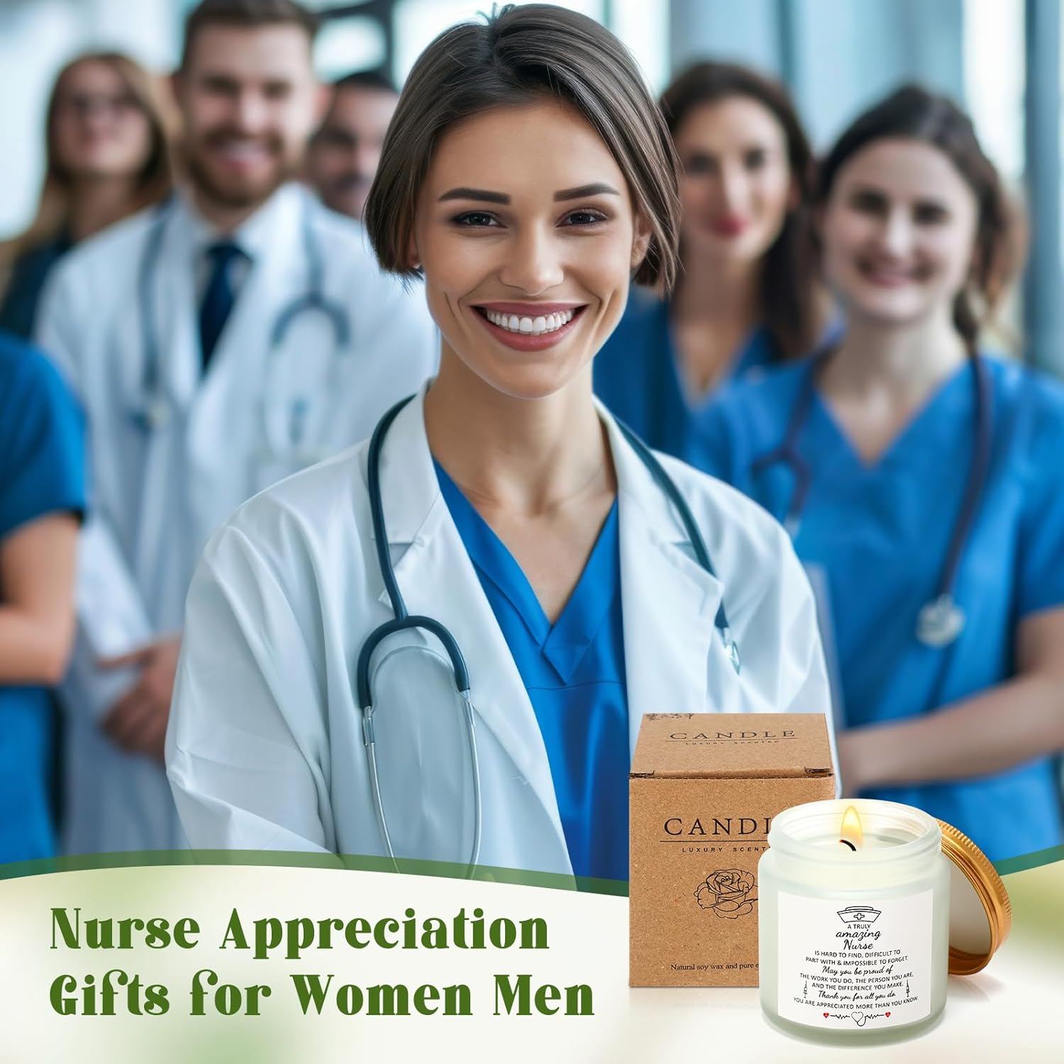 MTLEE 12 Pcs Nurse Appreciation Gifts Scented Candles 3.5 oz Soy Wax Candles for Nurses Week Registered New Future Practitioner School Graduation Gifts (12 Fresh Scents,White)