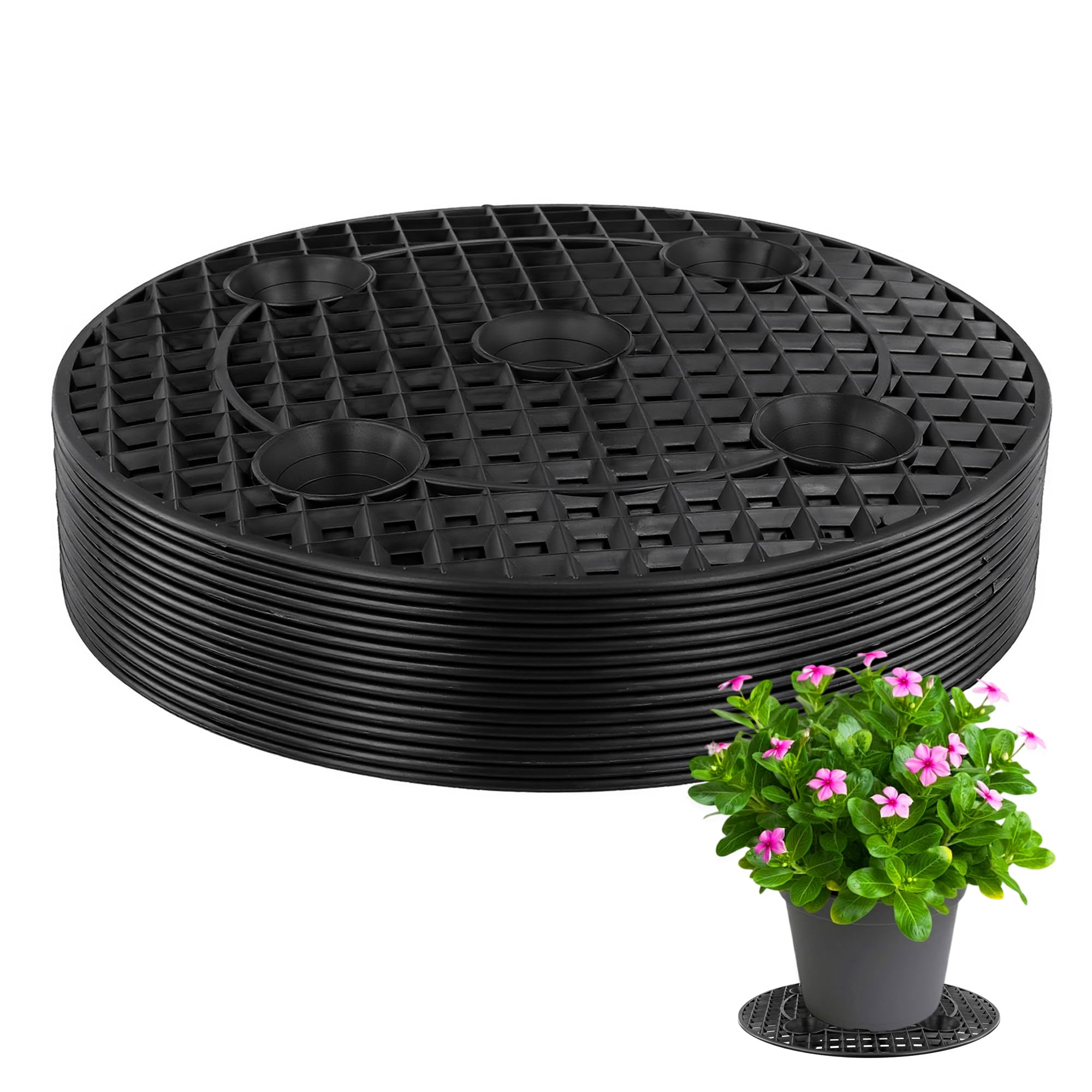 CHIHEUNG 15PCS Plant Pot Feet, 12 Inch Plastic Plant Stands, Black Pot Feet for Outdoor Plants, Round Flower Pot Elevators for Indoor Outdoor Garden Use