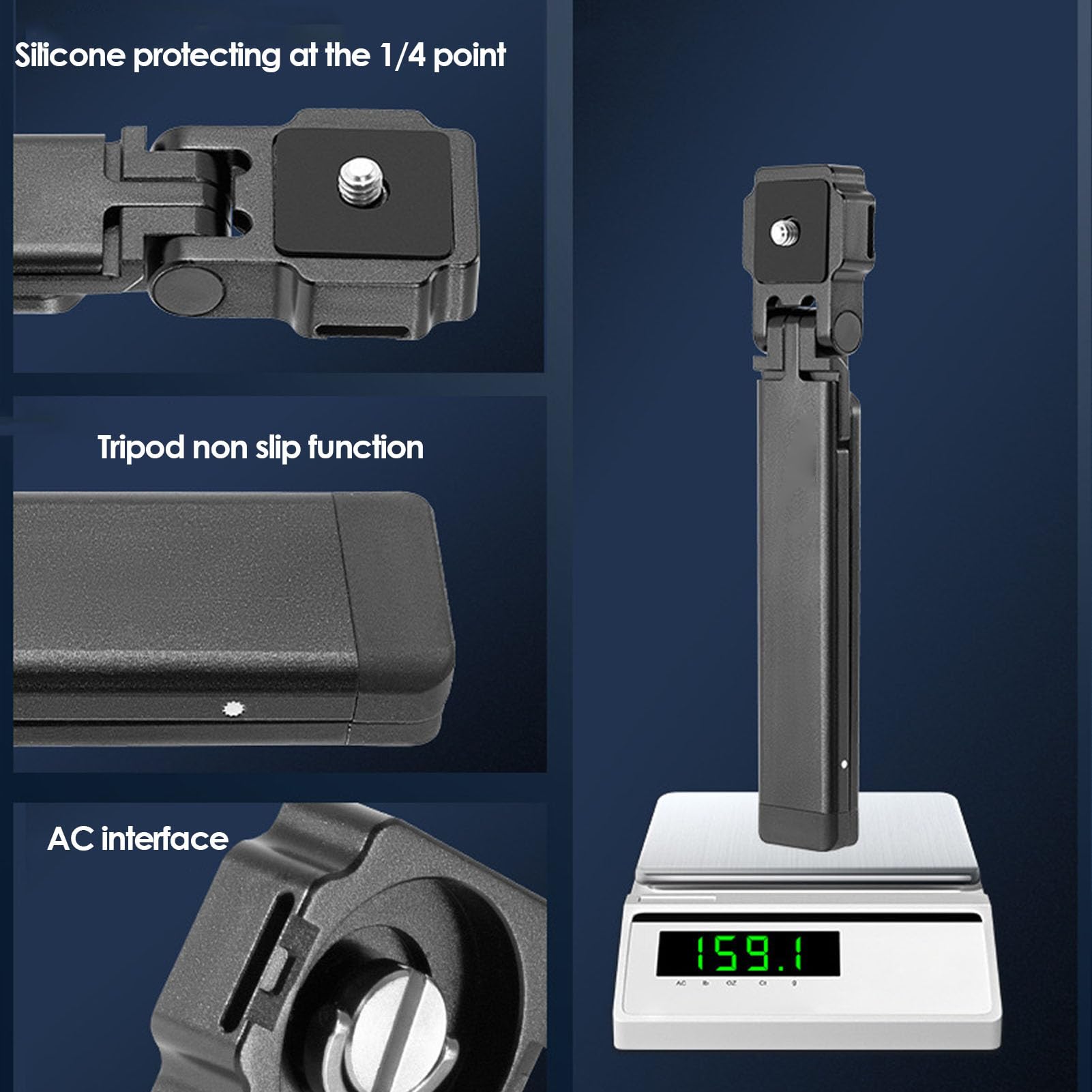Fockety Składany Statyw Magnetyczny, Uniwersalny Aluminiowy Mini Statyw Stołowy z możliwością Regulacji Kąta 250° i Wbudowanymi Magnesami, do Aparatów Kieszonkowych i Serii Action