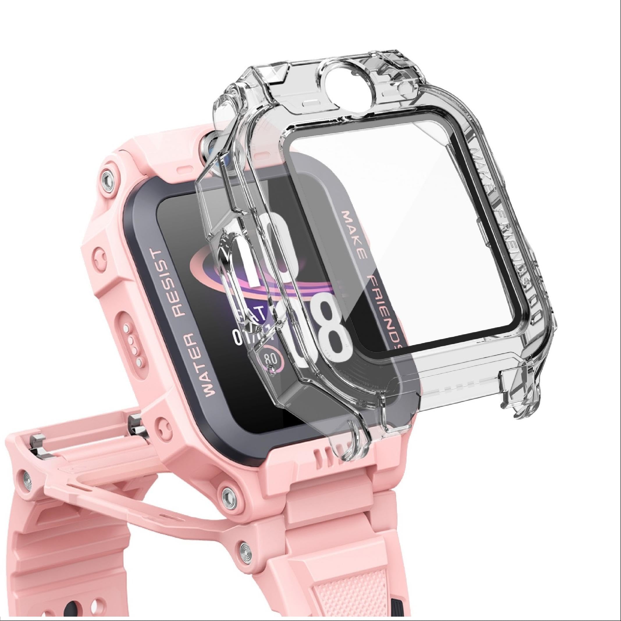 GIOPUEY Case Compatible with imoo Watch Phone Z7, Glass Protective Film + Hard Plastic Bezel Cover - clear