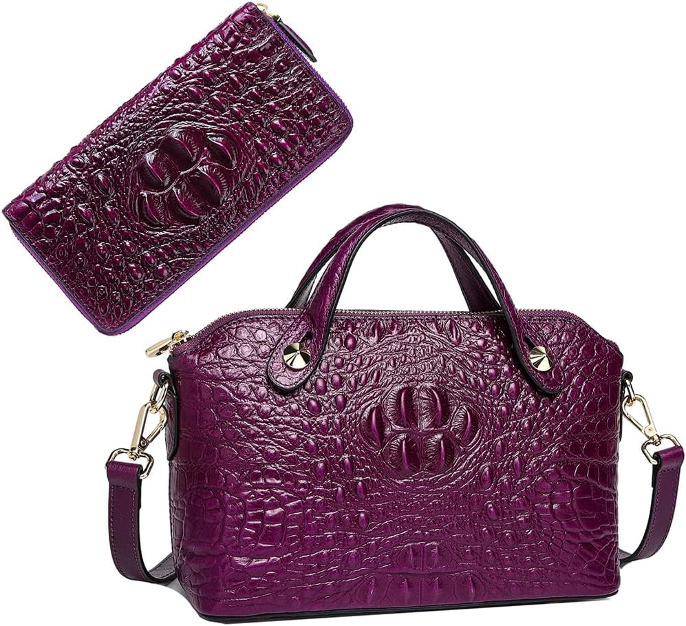COOLCYGenuine Leather Purses for Women Cross-body Bag and Women Leather Wallet Designer crocodile Cards Holder Organizer Phone Clutch