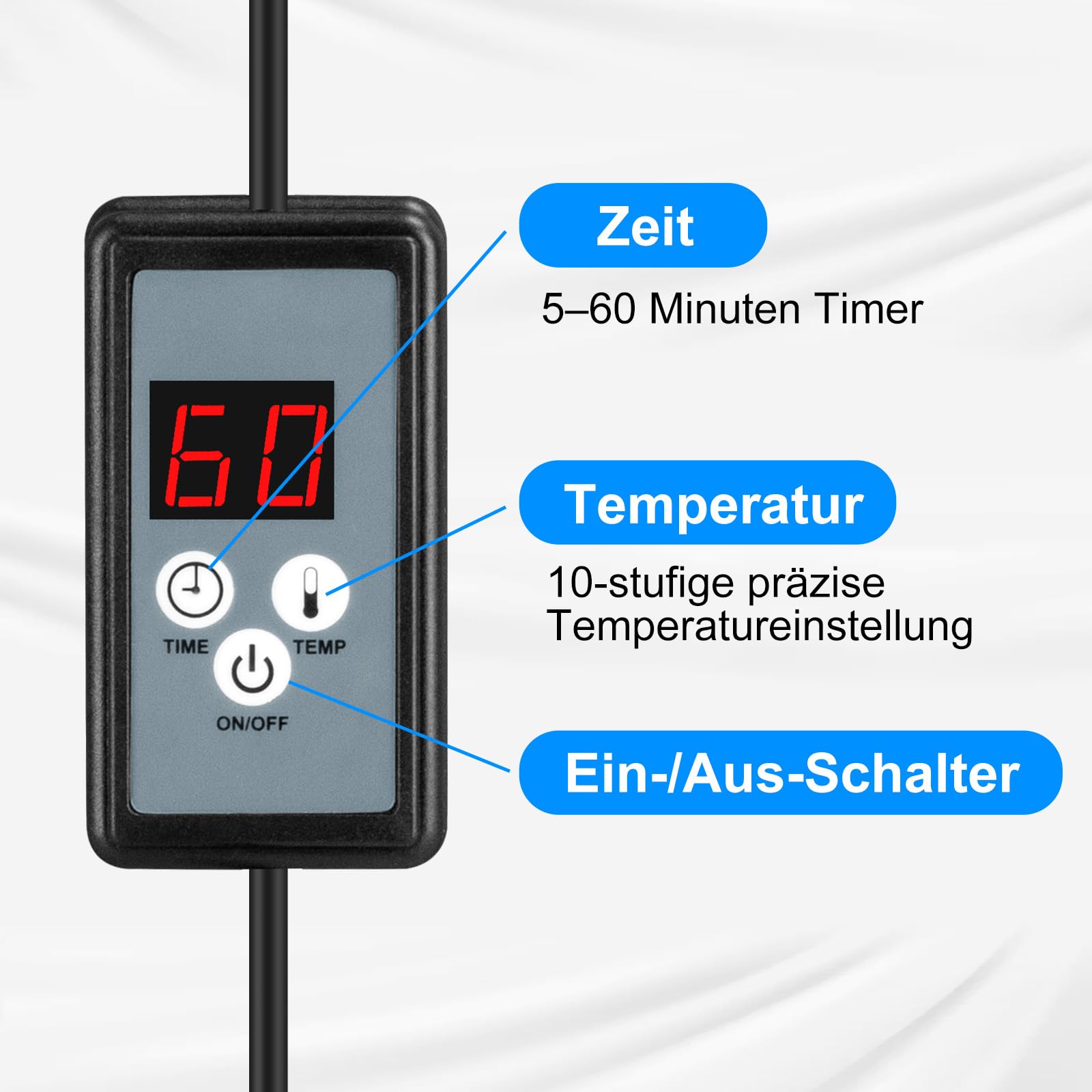 Rotlichtlampe Wärmelampe 100W Timer 180° Schwenkbarer Halter Höhenverstellbar