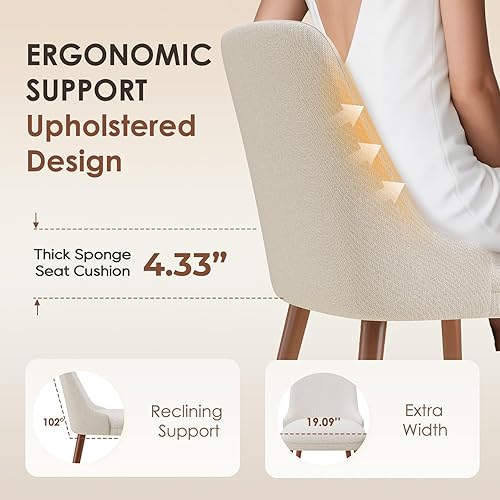 Miniatura 4 de Juego de 4 sillas de comedor tapizadas con patas de madera, sillas de cocina acolchadas con respaldo alto para comedor, restaurante y cafetería,