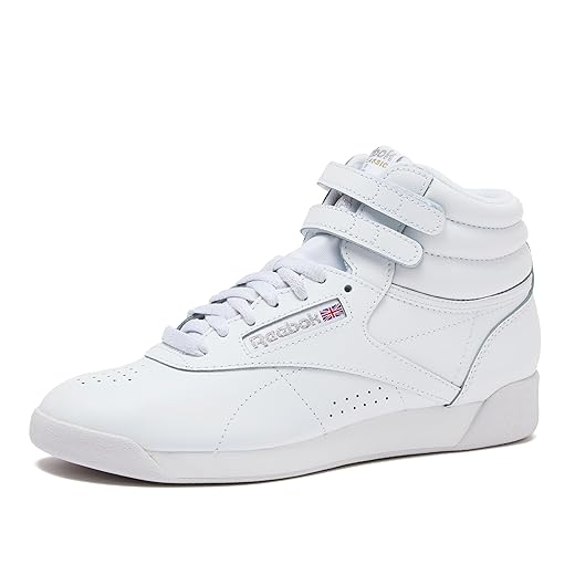 Reebok Women Freestyle Hi High Top Sneaker, White/Silver, 9