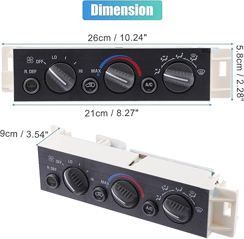 Miniatura 7 de X AUTOHAUX Interruptor de panel de control climático HVAC AC 16231165 para Chevy C1500 C3500 Tahoe para GMC K1500 K2500 Yukon para Cadillac Panel de