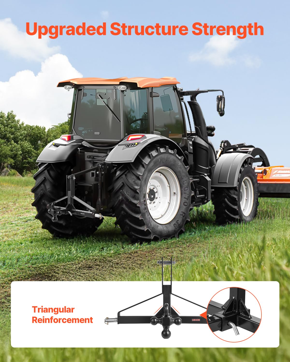 VEVOR 3-Punkt-Anhängerkupplung 660x165x450 mm, 3-Punkt-Schnellkupplungsaufsatz, Traktor-Dreipunktaufnahme, kompatibel mit Kubota, Mahindra, Ford, Yanmar, John Deere, Massey Ferguson