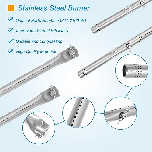 Miniatura 4 de Piezas de repuesto para Charbroil Performance 2 quemadores 463630021 463660421 463655621 463630422 463654022 463655021, quemador y placa de calor