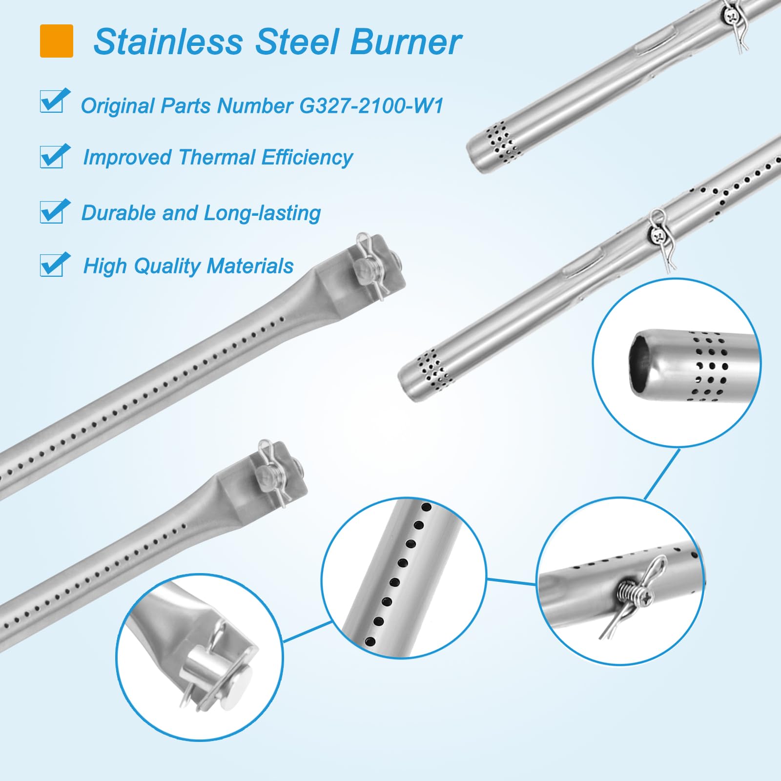 Grill-Ersatzteil-Set Für Charbroil Performance 2 Brenner – Rost, Brenner, Hitzeschild, Crossover-Rohr, 43,2 Cm