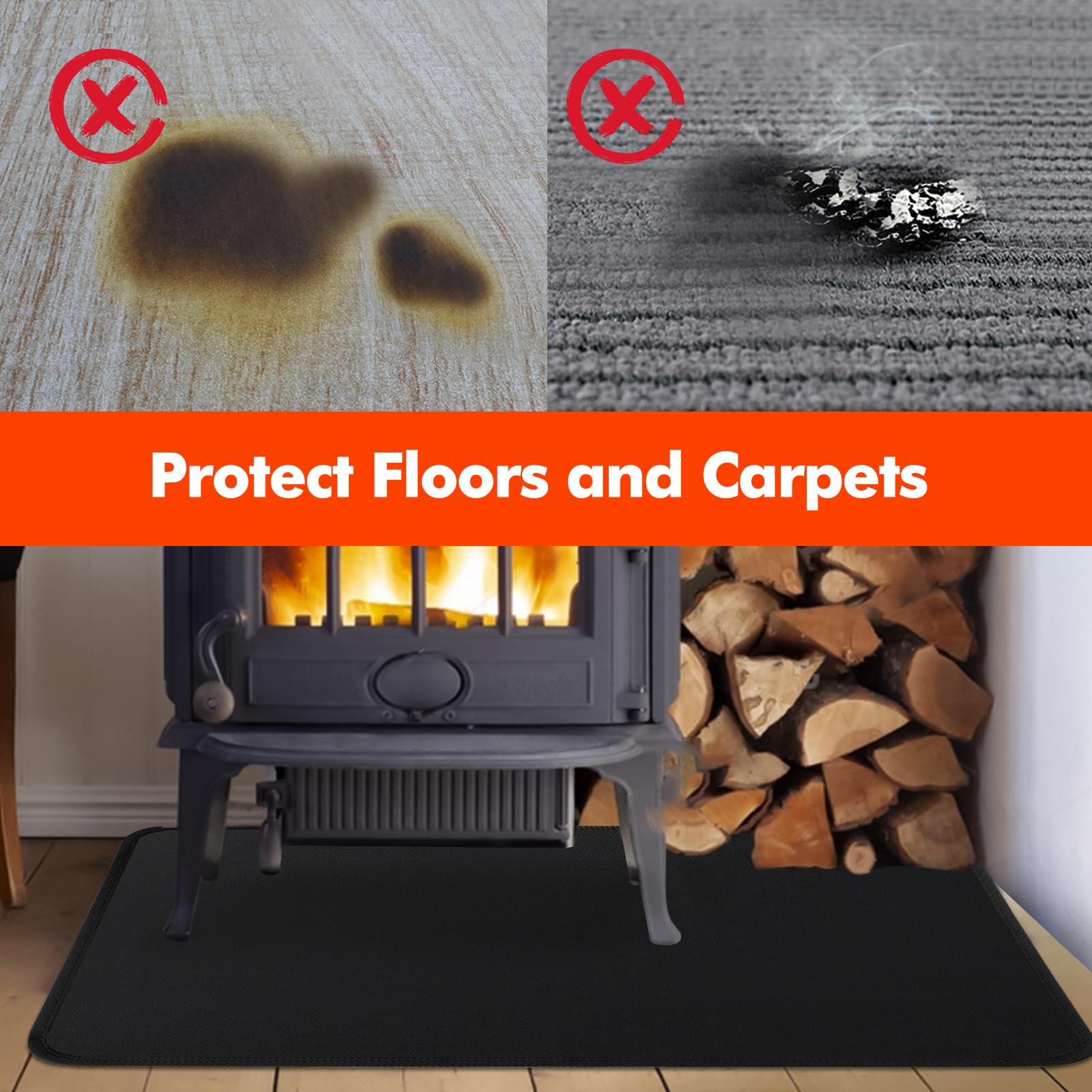 Hearth Rugs for Fireplaces 120x70x0.1cm Fireproof Mat - Image 3