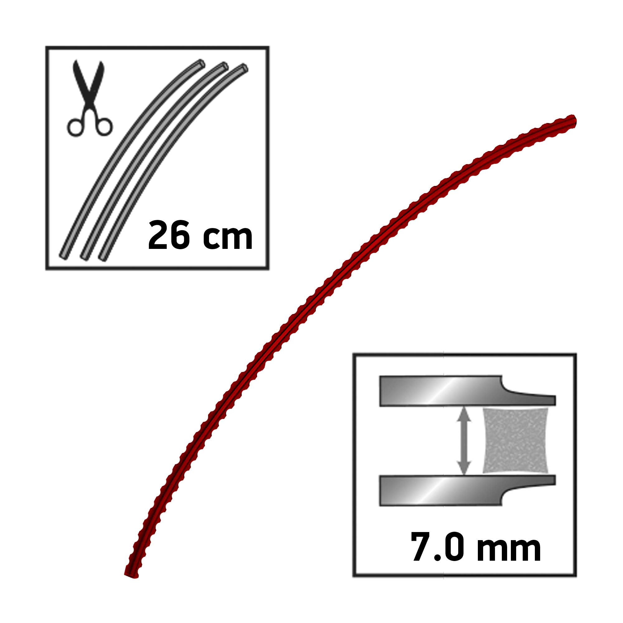Oregon Hilo Dentado para Desbrozadora 7mm, Hierba, Maleza, Vegetación y más, Hilo de Nylon de Gran Resistencia, Compatible con la Mayoría de Modelos Estándar, 7.0mm x 26cm 40pcs (539174)