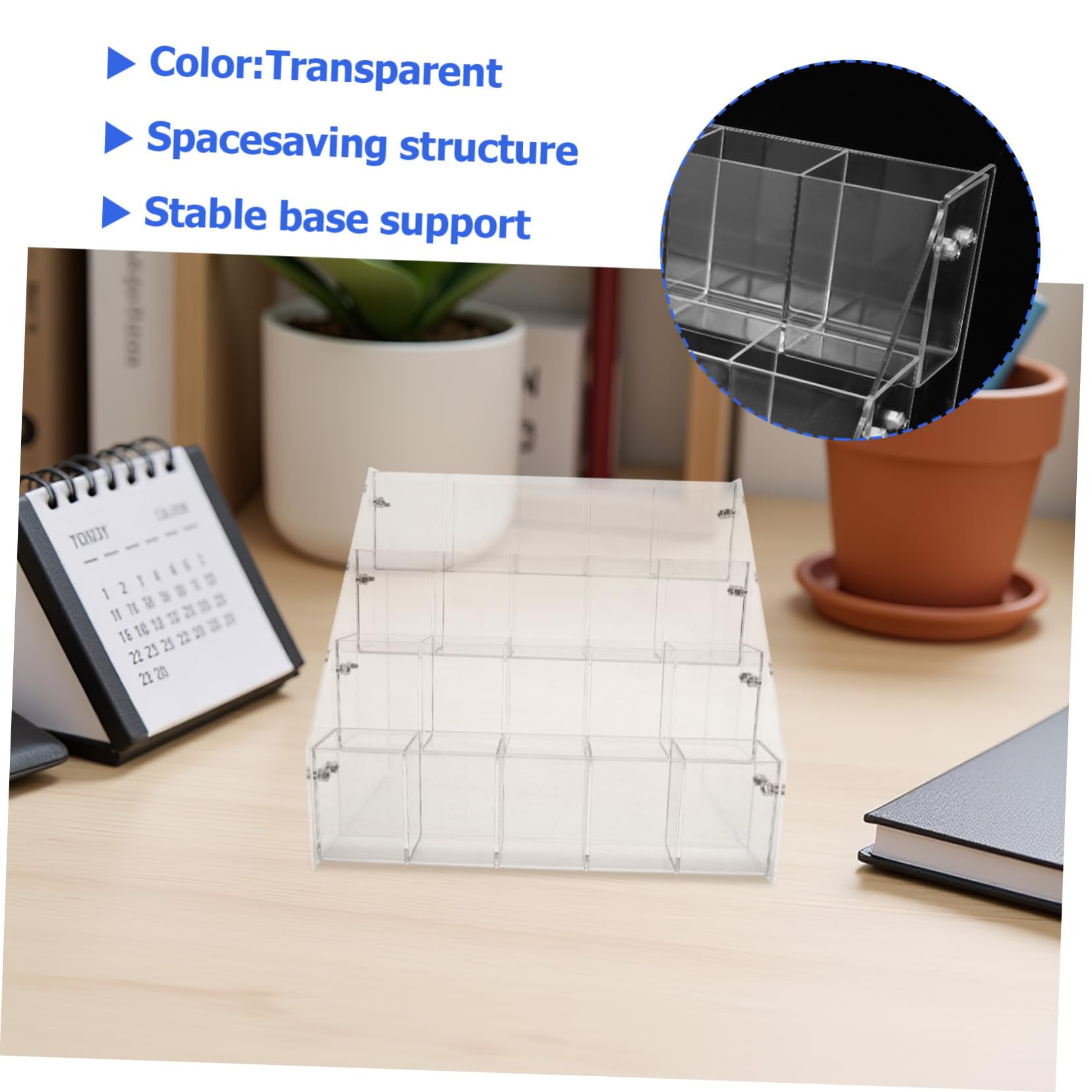 DOITOOL 4étage Pot à Stylos Acrylique Transparent Présentoir à Niveaux Organisateur De Bureau Pour Stylos Et Crayons
