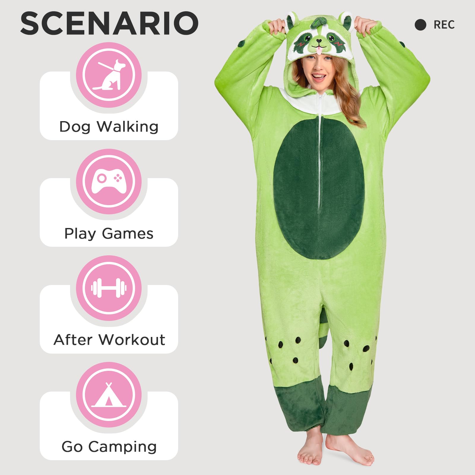 OLAOLA Pigiama intero per adulti a forma di animale, per donne e uomini, in caldo pile e divertente, costume per feste di Halloween