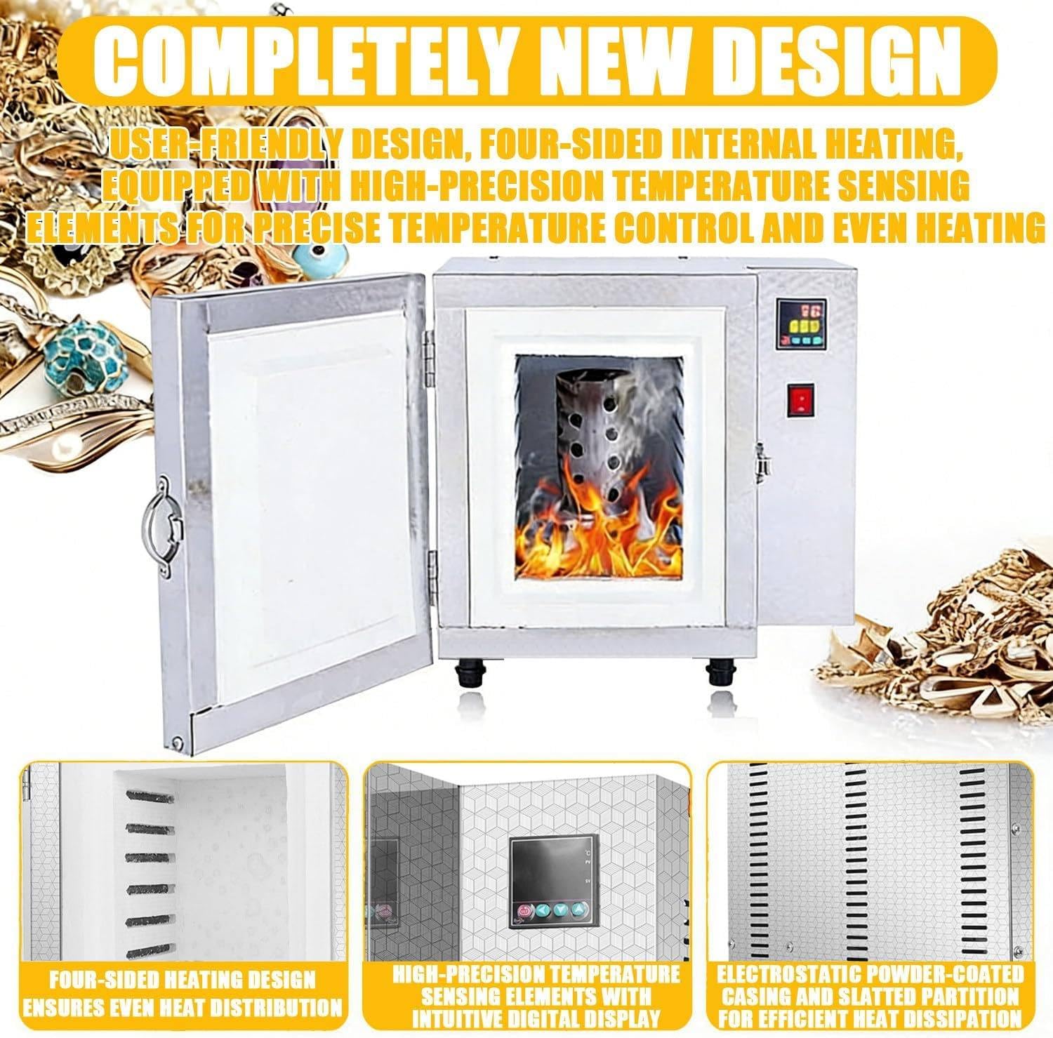 1500-W-Elektro-Ausbrennofen, Elektro-Schmelzofen Für Metalle, 800℃ Brennofen, Geschlossene Labor-Muffelöfen, Geschlossener Hochtemperatur-Laborofen