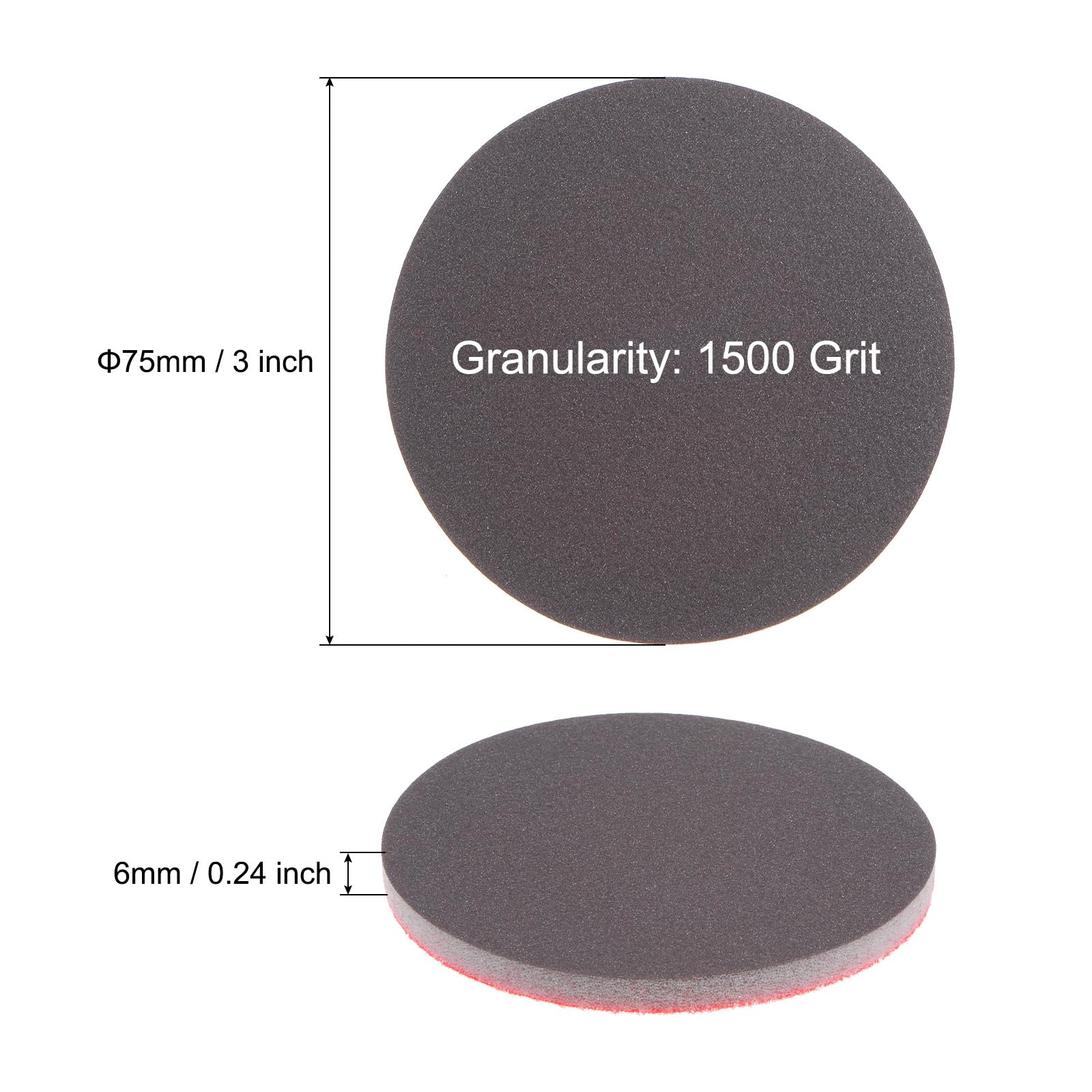 QUARKZMAN 100uds 1500 Grano Lijado Esponja 3 Pulgada Gancho y Bucle Esponja Lijado Disco Húmedo/Seco para Coche Madera Yeso Paneles Metal