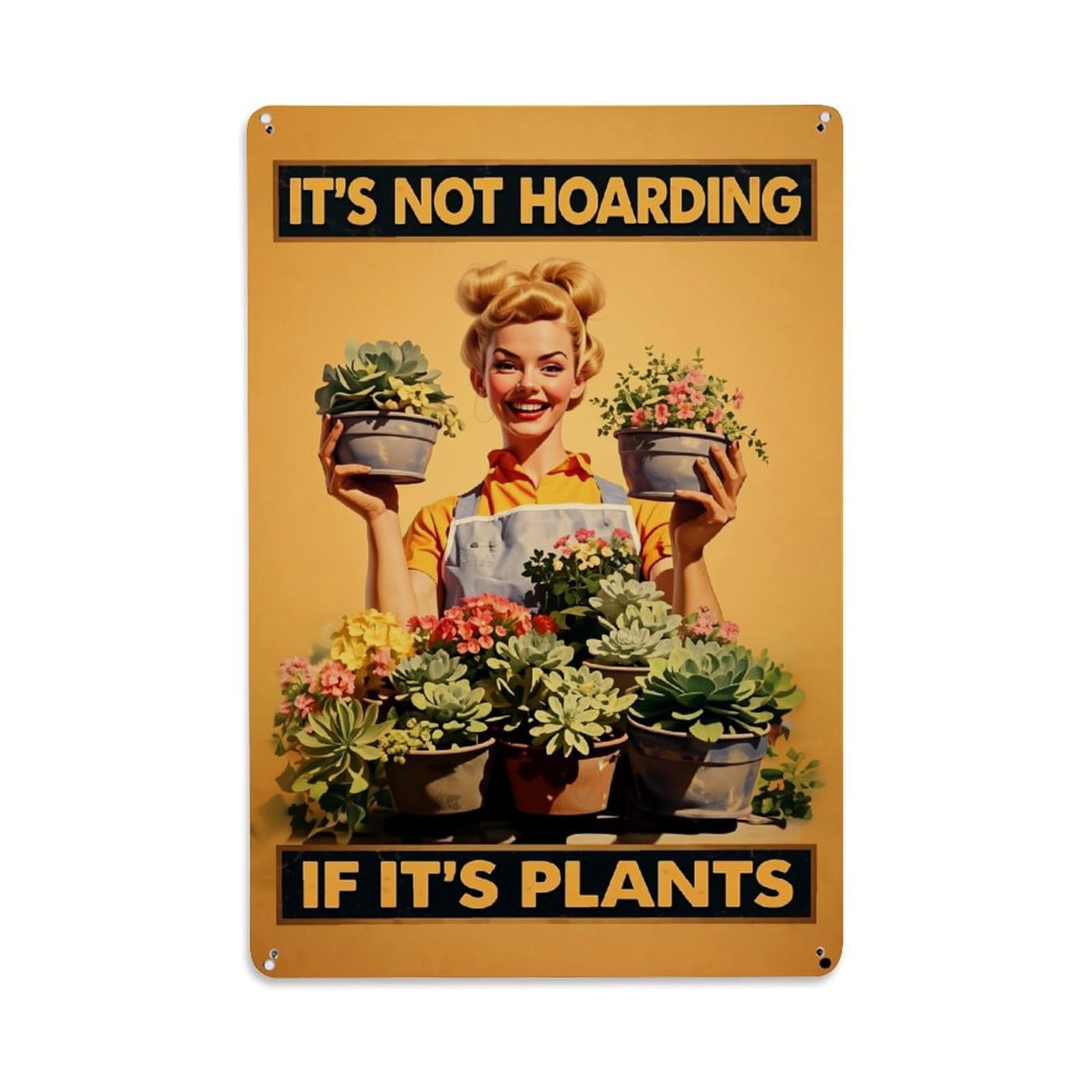 Vintage Style Woman With Plants Retro Metal Tin Sign, Vintage Decor Art Poster for Bar, Home, Man Cave, Kitchen, Laundry Room Gift 8x12Inch