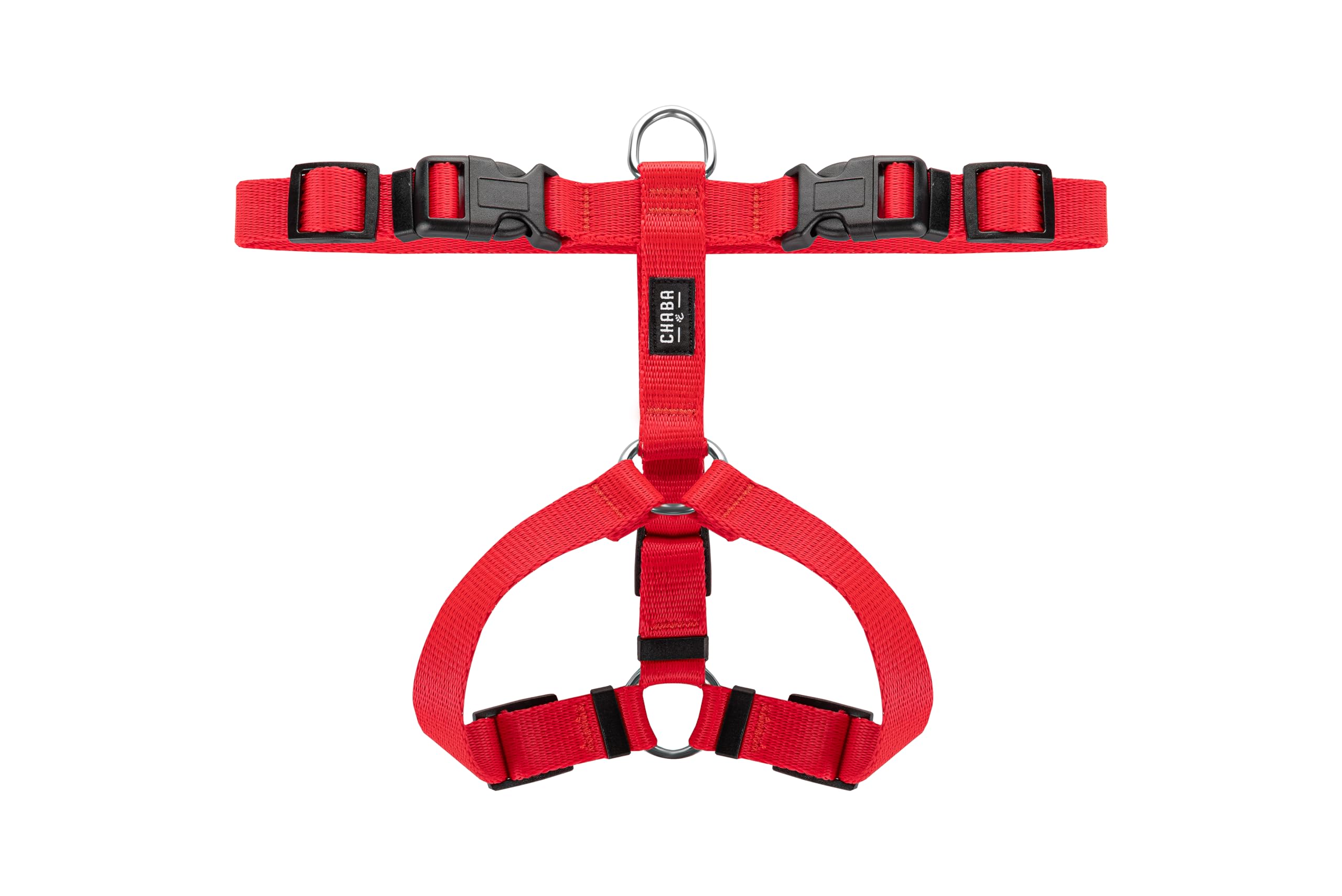 Chaba Guard Hundegeschirr für kleine und mittelgroße Hunde mit Kontrolle, Anti-Zug & Würgen, Verstellbar, Bequem und Leicht, Classic Step-in Brustgeschirr, Dog Harness, Größe M, ROT