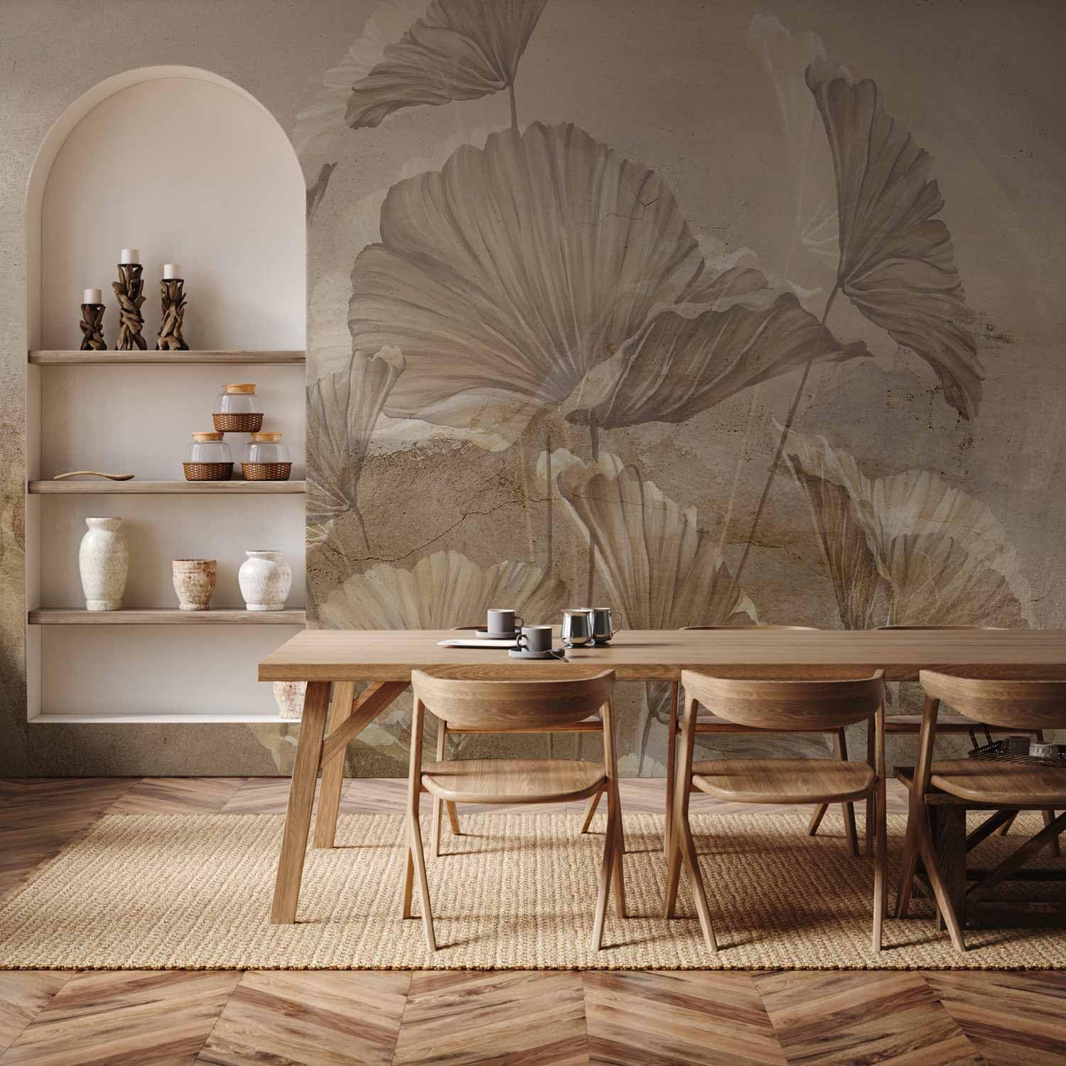 murando Carta da parati beige Foglie 450x315 cm Fotomurali in TNT Murale alla moda Decorazione da Muro XXL Poster Gigante Design Cameretta Carta per Pareti Soggiorno Natura come dipinto b-B-10043-a-a