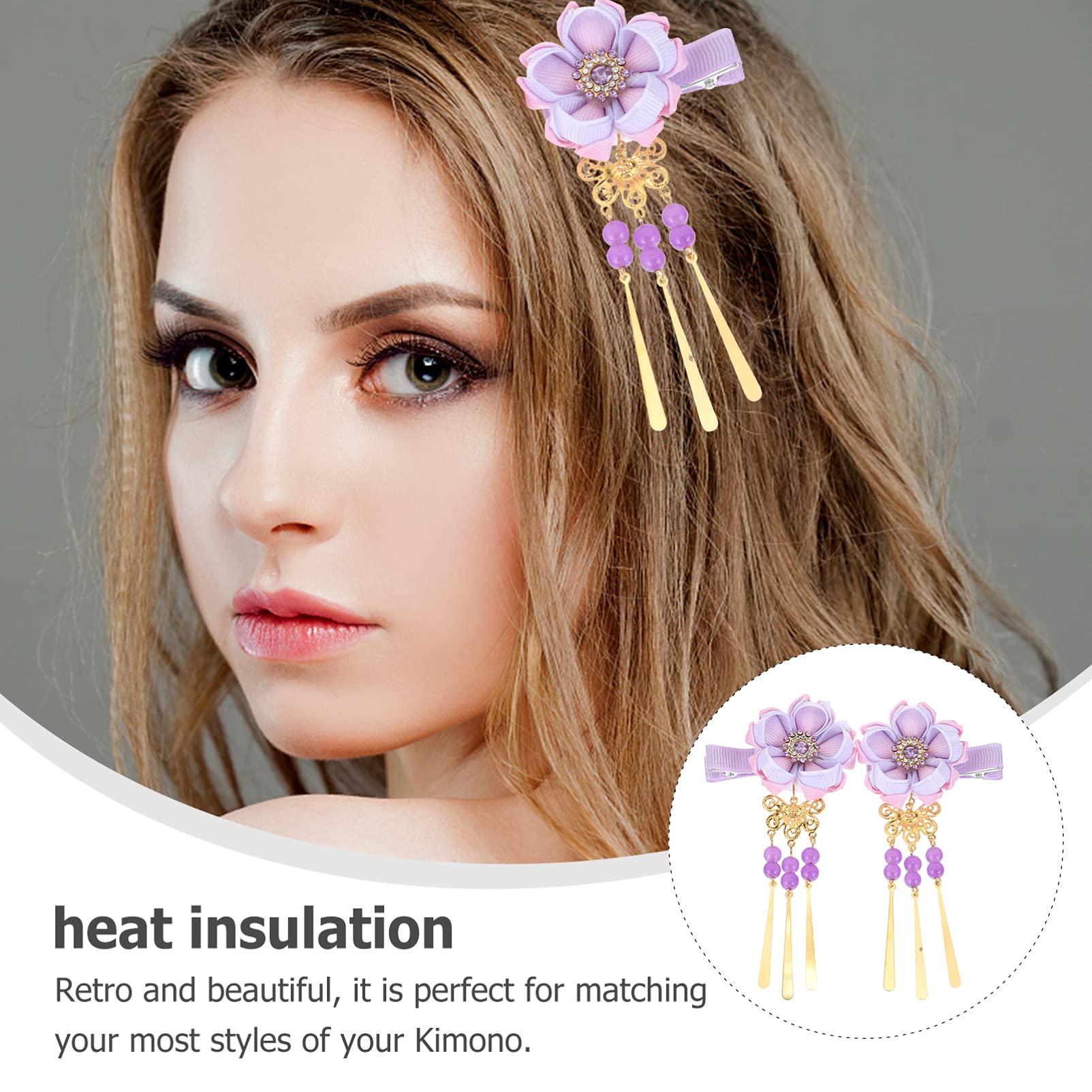 Amazon.com : Lurrose 1 Pair Japanese Style Hair Clips Flower Hair