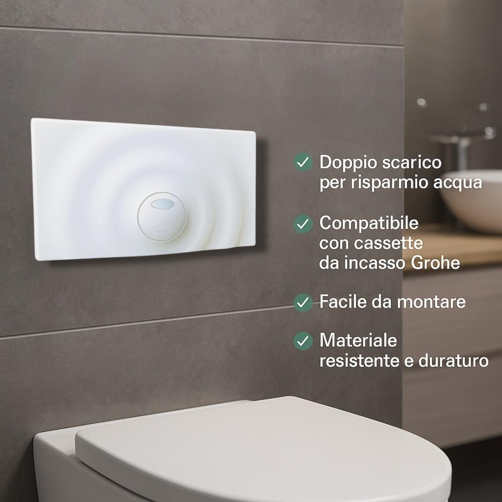 Placca per Cassetta di Scarico Grohe Dual Flush Bianca