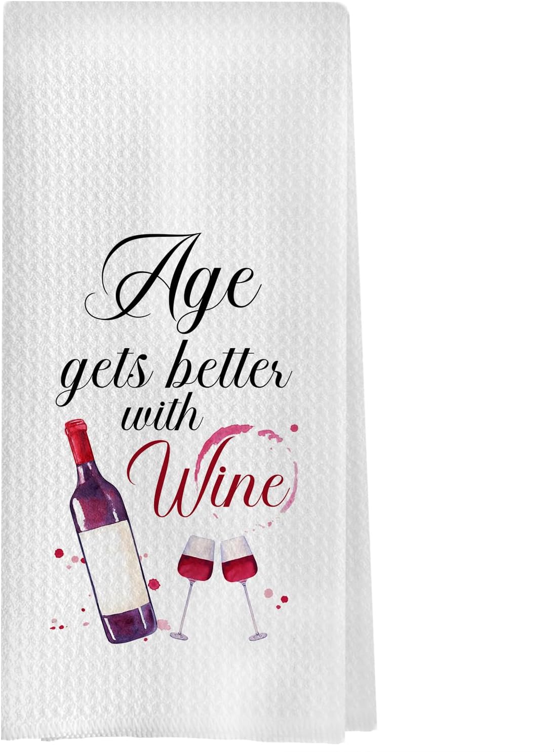 Wine Gifts Kitchen Towels - Funny Wine Gifts Decorative Waffle Dish Towels, Bar Tea Hand Towel, Funny Kitchen Decor, 16x24 Inch