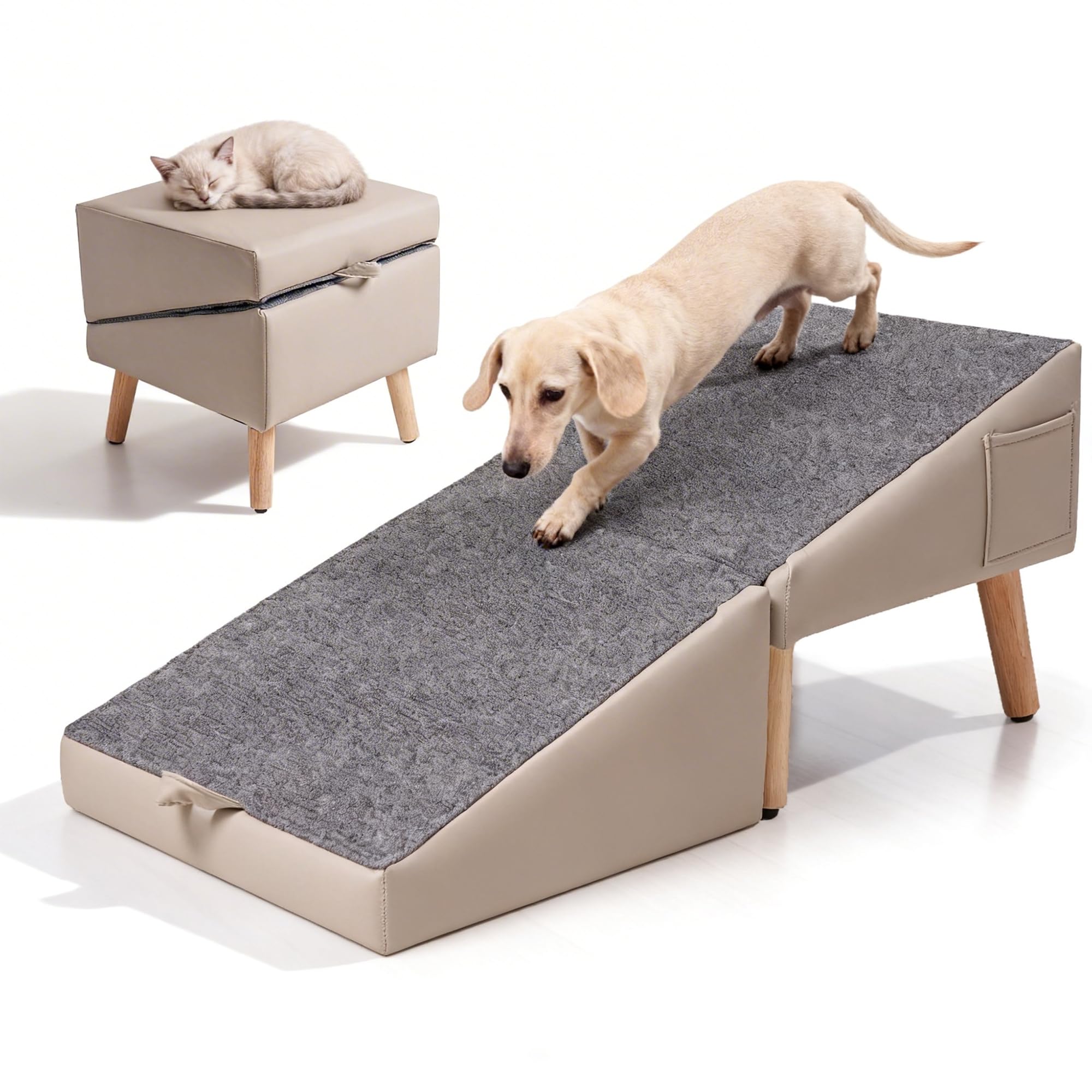 2 en 1 Rampa para Perros para Sofá y Cama, 40cm, Inclinación Suave 23° | Escalera Plegable para Perros Pequeños, Medianos y Gatos, Rampa Antideslizante Estable, para Mascotas Mayores o Lesionadas