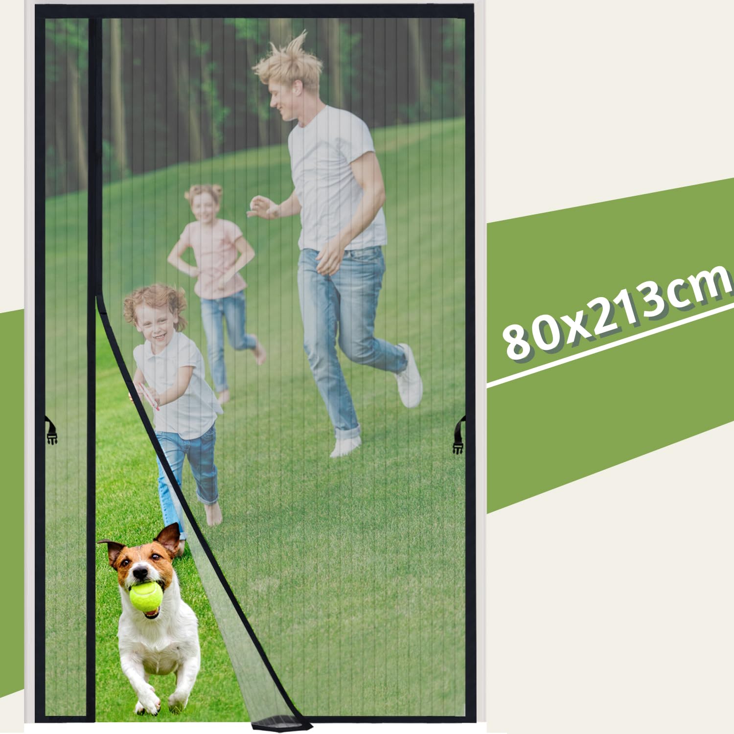 Dmore Magnet Fliegengitter Balkontür, reversible links rechts öffnende Insektenschutz Tür, aktualisiert und breiterer Fliegengitter ohne Bohren, ideal für Balkontüren und Terrassentüren, 80×210cm