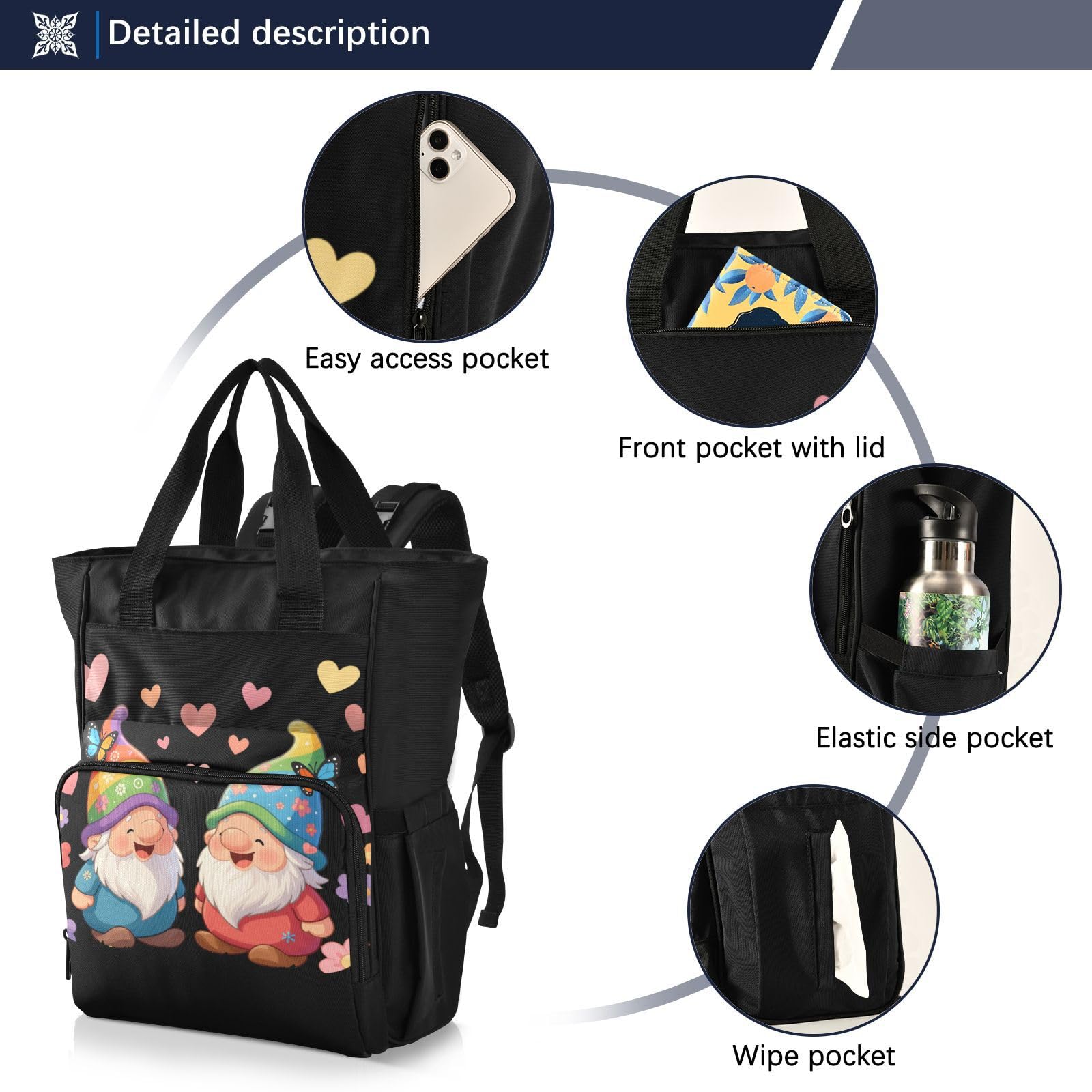 GuoChe Dobby - Mochila para pañales de nailon con múltiples bolsillos