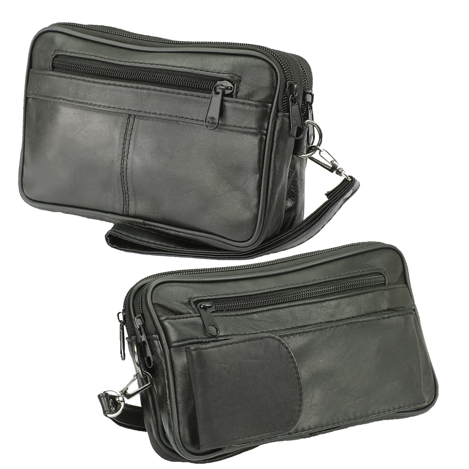 Herren Handgelenktasche Handtasche Tasche Echt Leder Geld Bag Umhängetasche Herrentasche