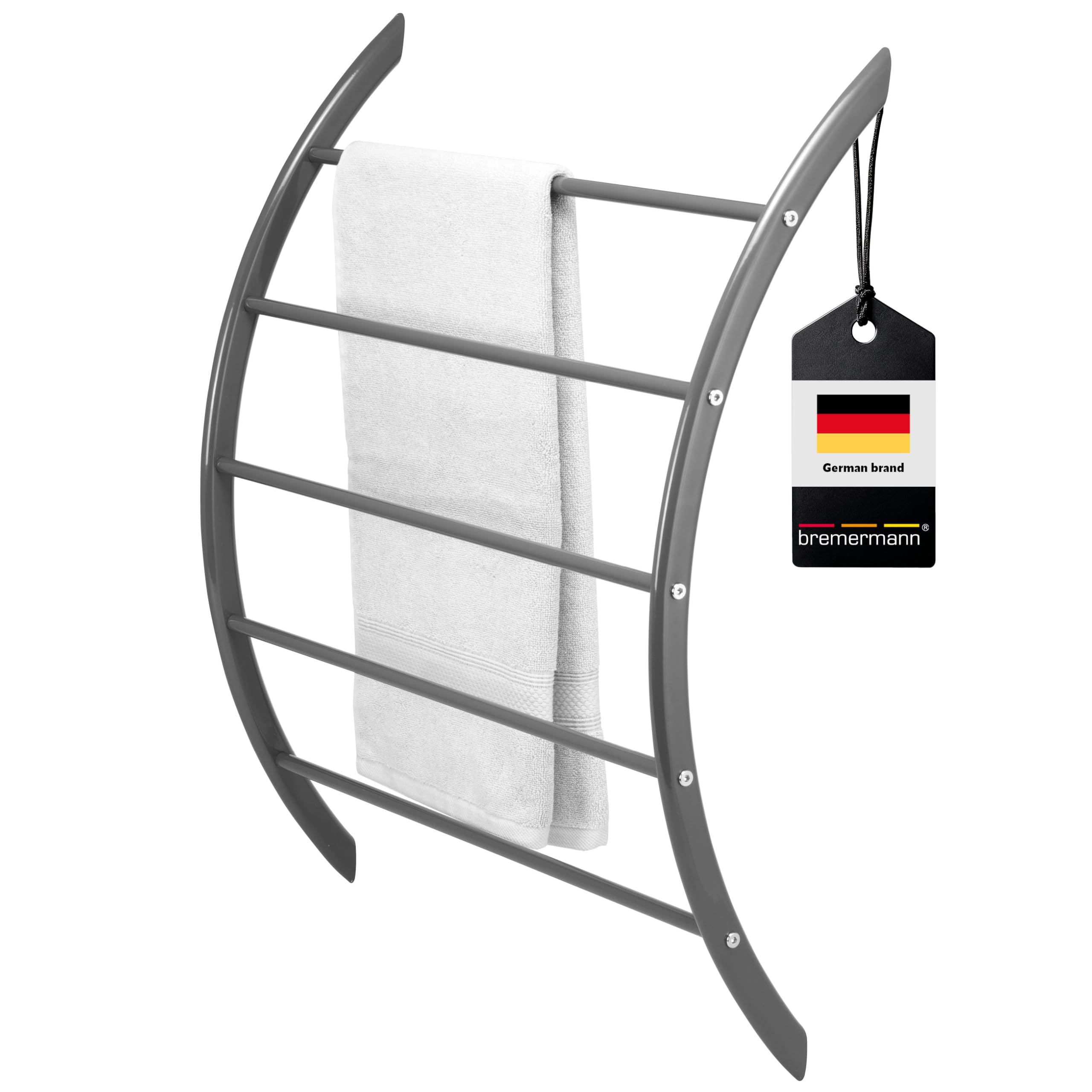 Bremermann Grey Wall-Mounted Towel Rail With 5 Rails (Grey)