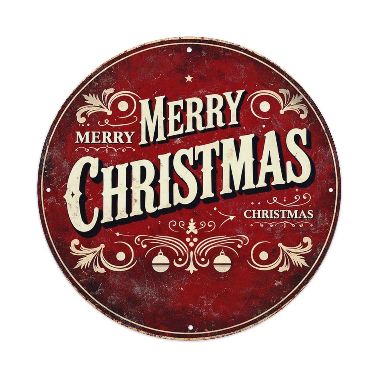 Merry Christmas Vintage Red Sign Tin Sign Metal Poster Vintage Metal Signs for Home Man Cave Bar Cafe Kitchen laundry room Wall Decorations 8x8 inches