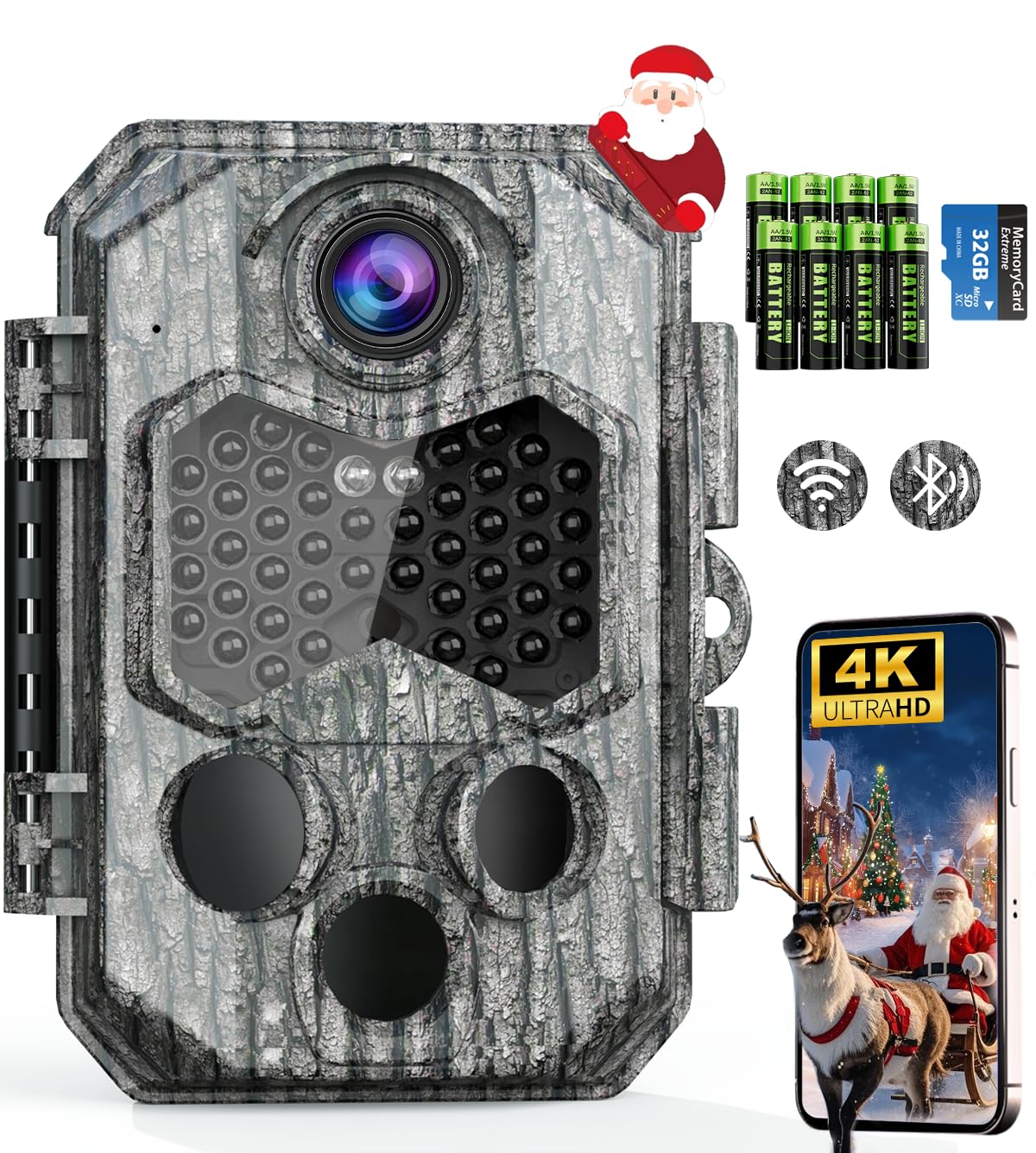 Cámara de Caza 84MP 4K WiFi, 8 Pilas AA y Tarjeta 32G Camara Fototrampeo con 0.1s Velocidad de Disparo y Gran Angular de 130° Camara Caza, IP66 Impermeable