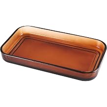 H Halston Amber Glass 9x5 Vanity Tray, Bathroom Organizer, Trinket Tray for Jewelry, toiletries, Organization, Durable Heavy Weight Construction