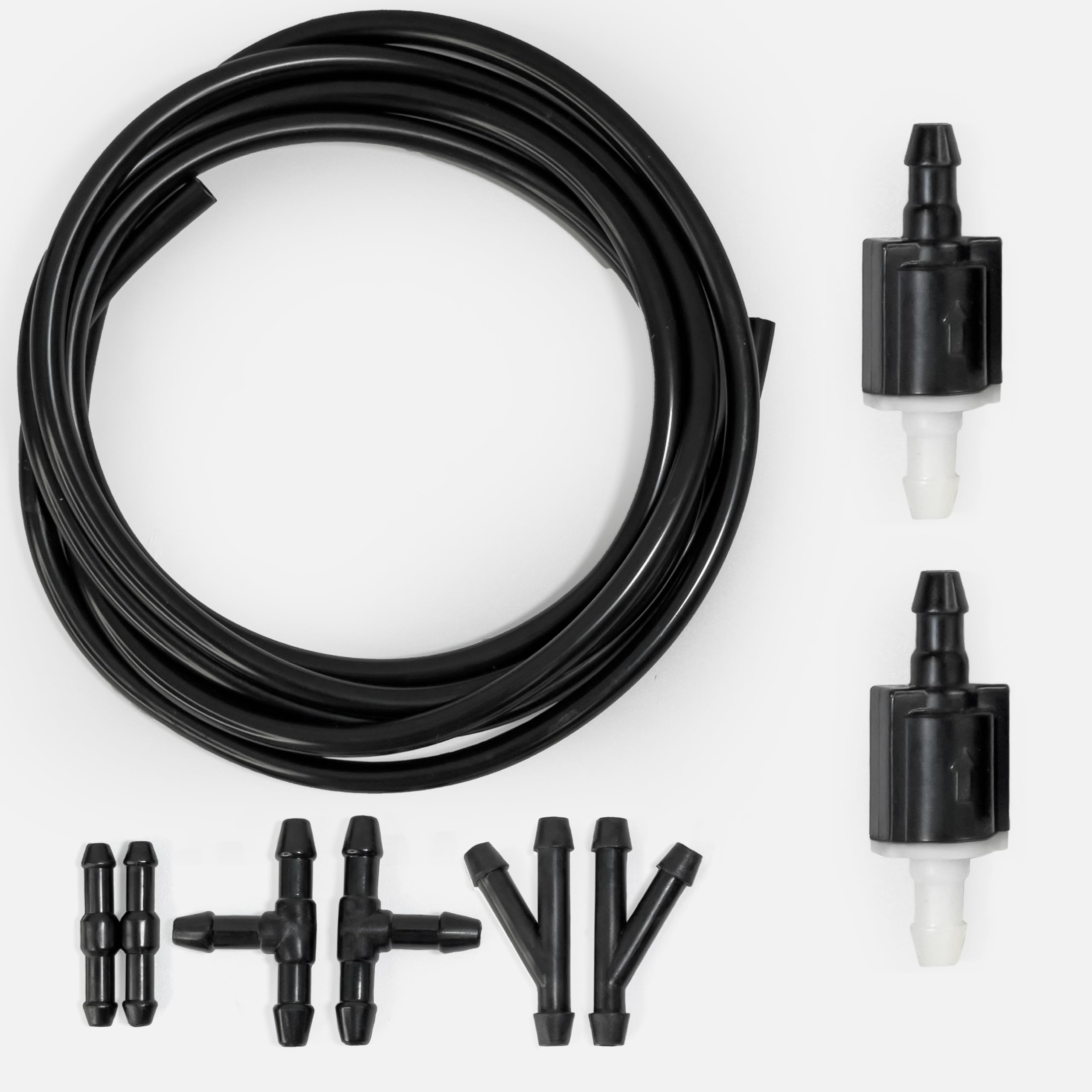Click&Fit Accessories - Kit universale di valvole di ritegno per parabrezza, tubo, connettori per Toyota, Ford, Chevrolet, Nissan e altri veicoli; kit di riparazione esteso per tergicristalli e