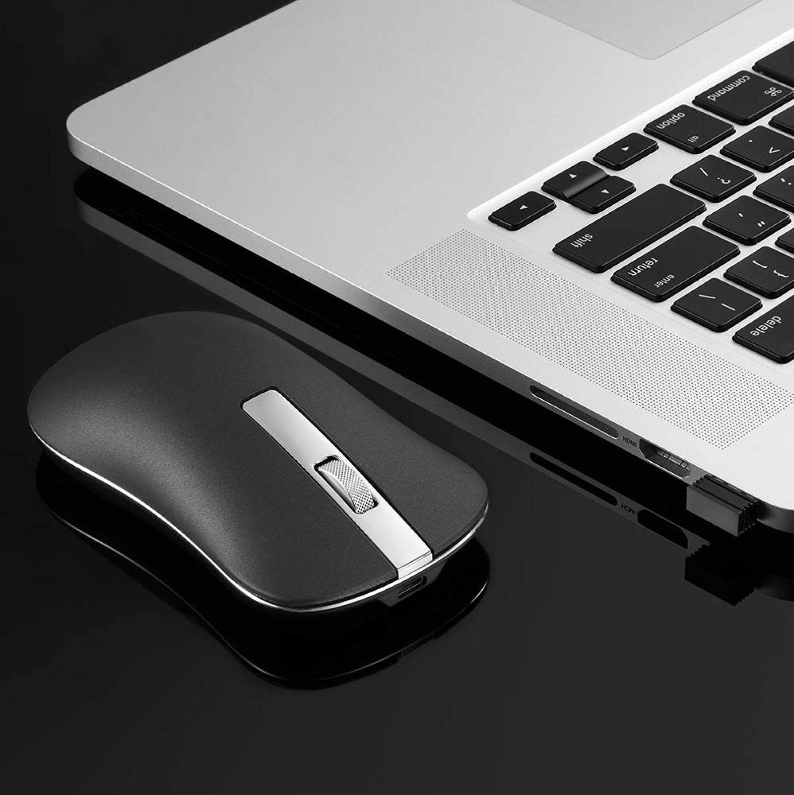Ładowana mysz bezprzewodowa, mysz komputerowa jest cicha, nadaje się do komputera notebooka PC 2,4 GHz mini USB ergonomiczna bezgłośna mysz 2,4 GHz USB srebrna