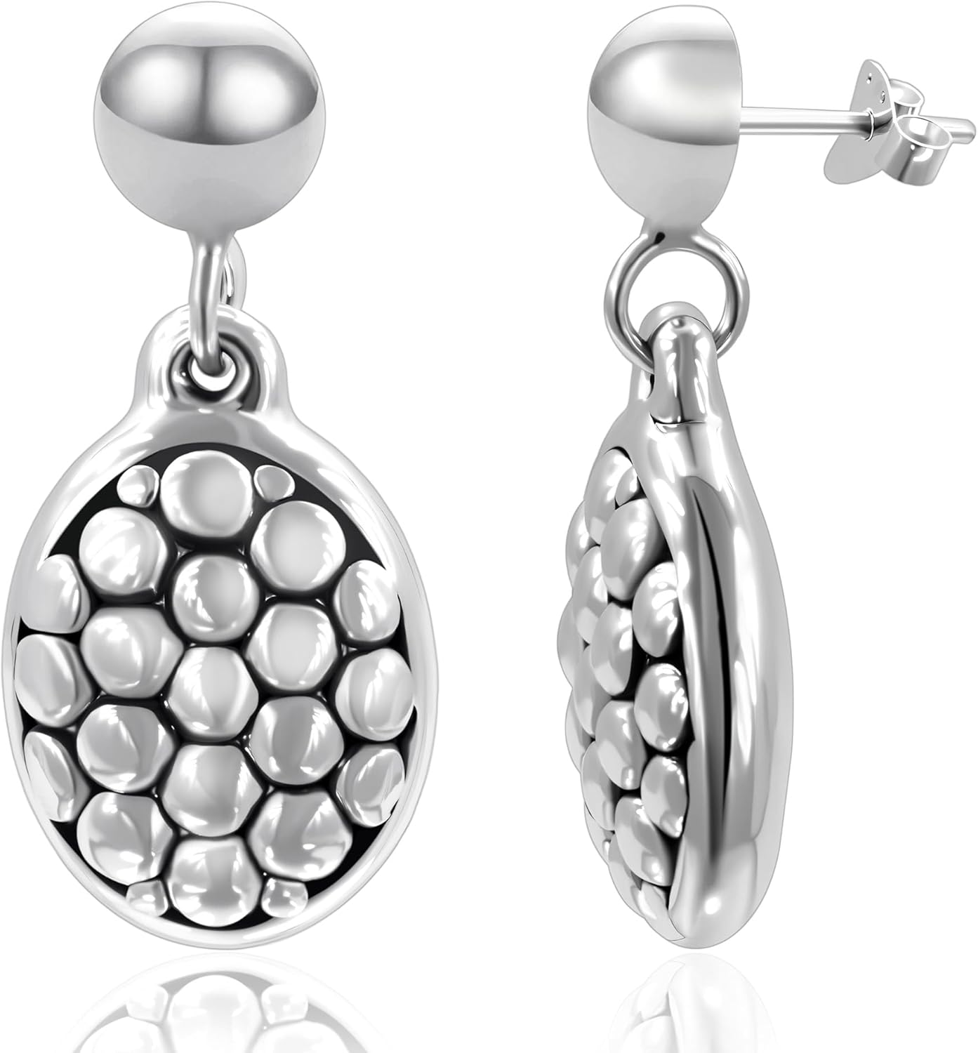 925 Sterling Silver Dangle Earrings for Women | Hypoallergenic Textured & Triple Hoop Designs | Non-Tarnish Elegant Silver Earrings by MAX + STONE