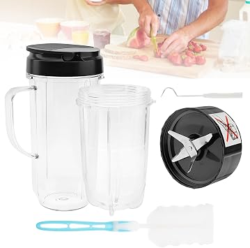 Blender Cups,Tall 22oz Cup with Flip-Top To-Go Lids & 16oz Cross Blade with Gasket