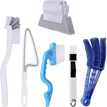 6Pcs Window Cleaning Brush Set, Home Deep Cleaning Tool Kit for Groove, Track, Sill, Gap, Baseboard, Blinds