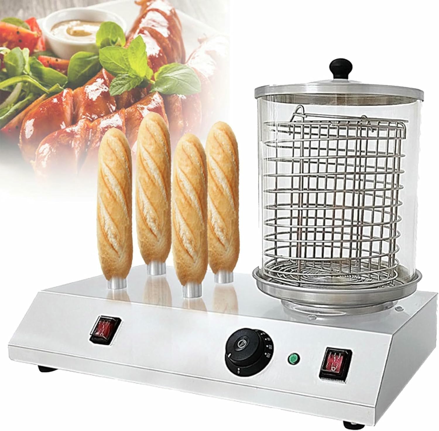 2 in 1 Hot Dog Machine&Bun Warmer Machine,Electric Hot Dog Steamer,with Temperature Control,for Hot Dogs, Egg Rolls