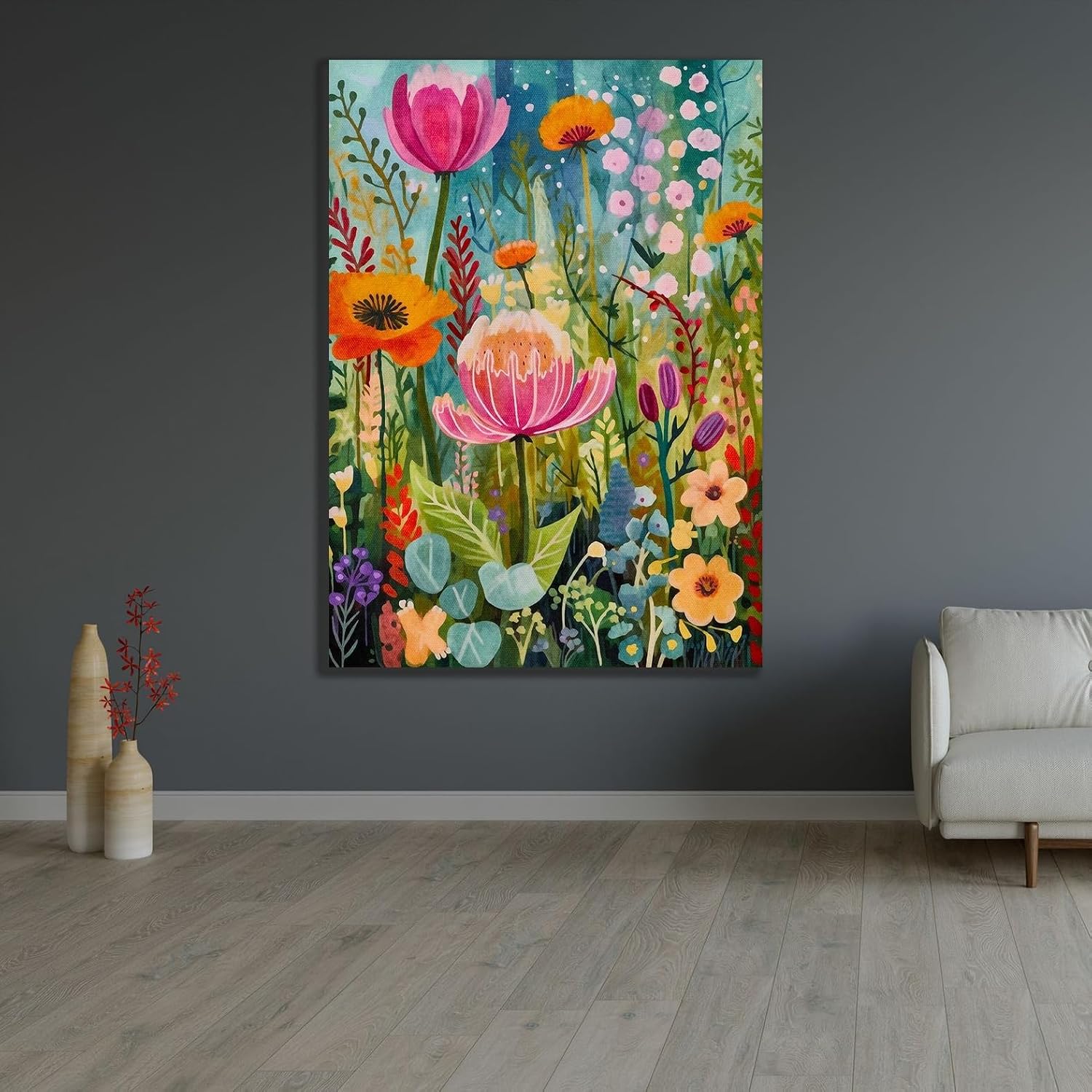 ArtDirect Whimsical Gardens 5 Unframed Art Print Giclee Poster by The Dutch Lady - Ready for Framing with Customization Sizes 7x10, 10x14, 14x20, 24x34, 34x48, and 43x60 Inches