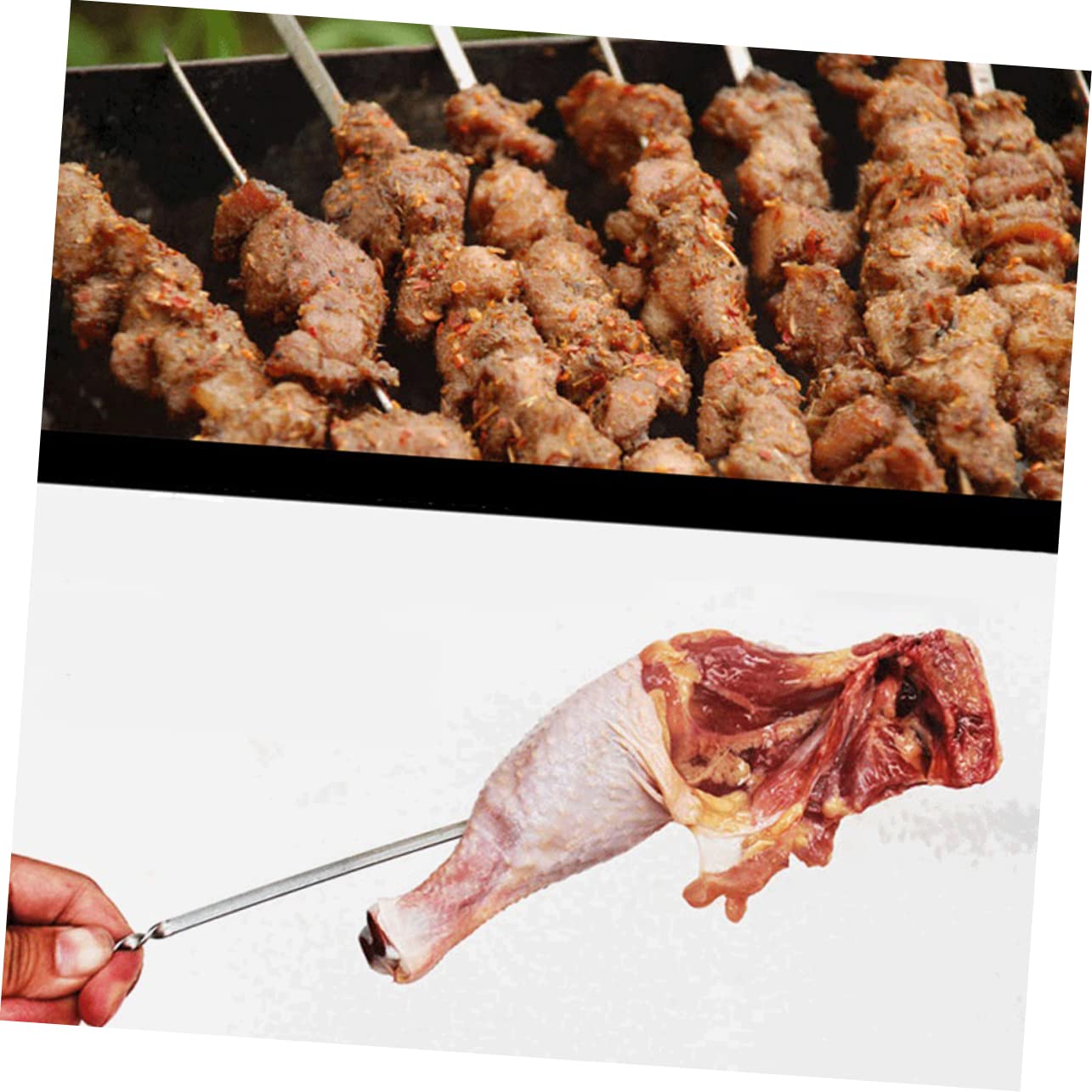 Abaodam 10pezzi Spiedini Per Barbecue in Acciaio Resistente Da Set Di Spiedini Per Manico Sagomato Cursore Integrato Per Sgancio Rapido Adatti Per Gamberetti Pollo e Verdure