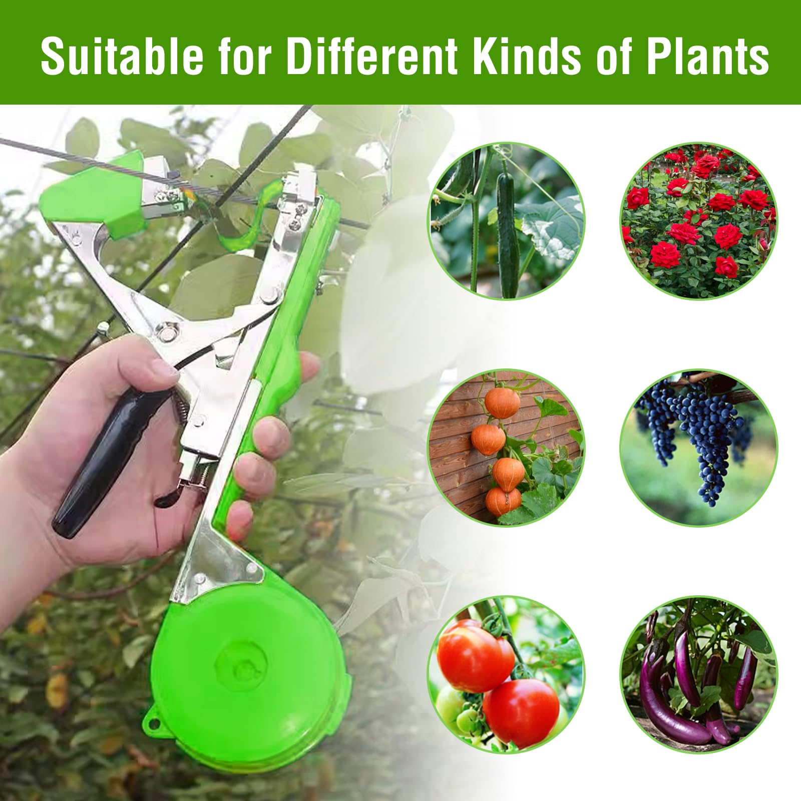 Maquina para Atar Plantas, Herramienta de Cinta de Jardín para Atar Ramas de Plantas Atadora De Tomates Atadora Agricola Herramientas huerto a Mano para Viñedo Pepino UVA Fruta Flores Vegetales