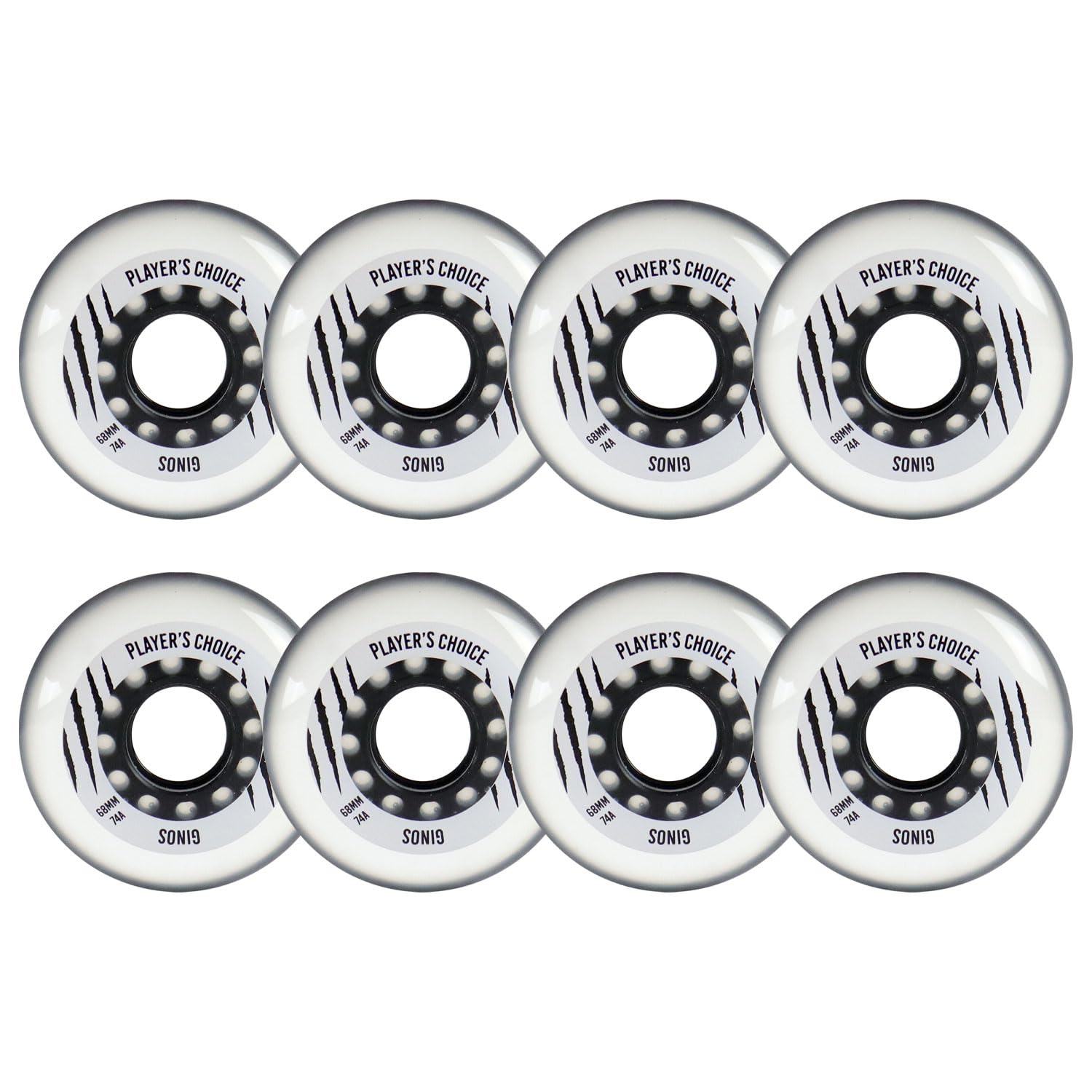 Player's Choice Indoor Roller Hockey Wheels 68mm Ginos 74A 8-Pack