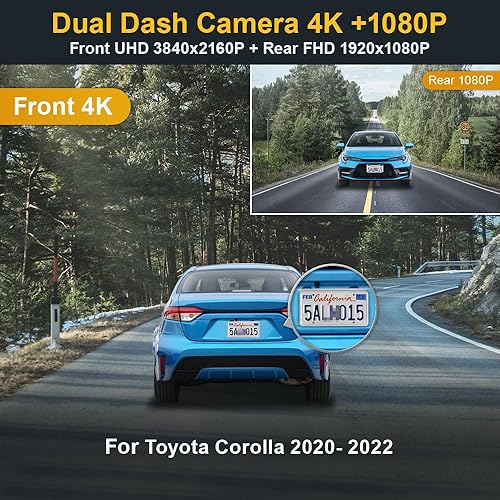 Miniatura 7 de Fitcamx Usado delantero 4K trasero 1080P Dash Cam Adapts para Toyota Corolla LE L XLE XSE 2020 2021 2022 híbrido y Hatchback 2019-2022 (E210Gen12),