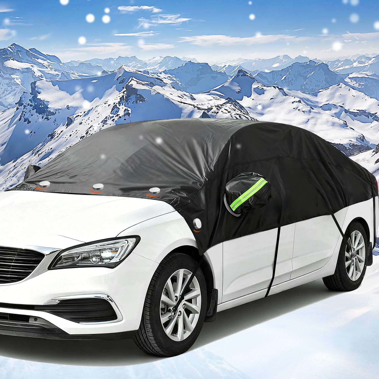 iZoeL Copertura Parabrezza Auto 274 x 260 x 412 cm Protezione Magnetica Copri Parabrezza Invernale con Protezione Specchietto Retrovisore, Protegge da Vento Neve Brina UV, per Auto SUV Truck