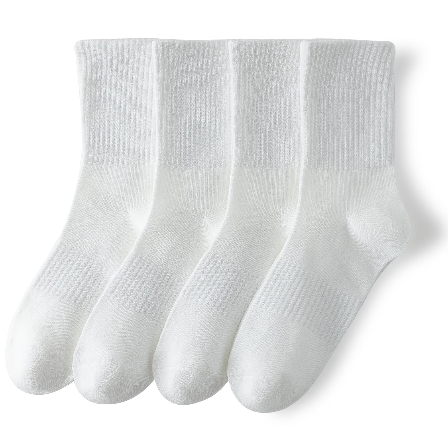 YUWELL Womens Striped Crew Socks, Cotton Socks for Women 4Pairs,Size 5-10 Global Recycled Standard Global Recycled Standard Global Recycled Standard
