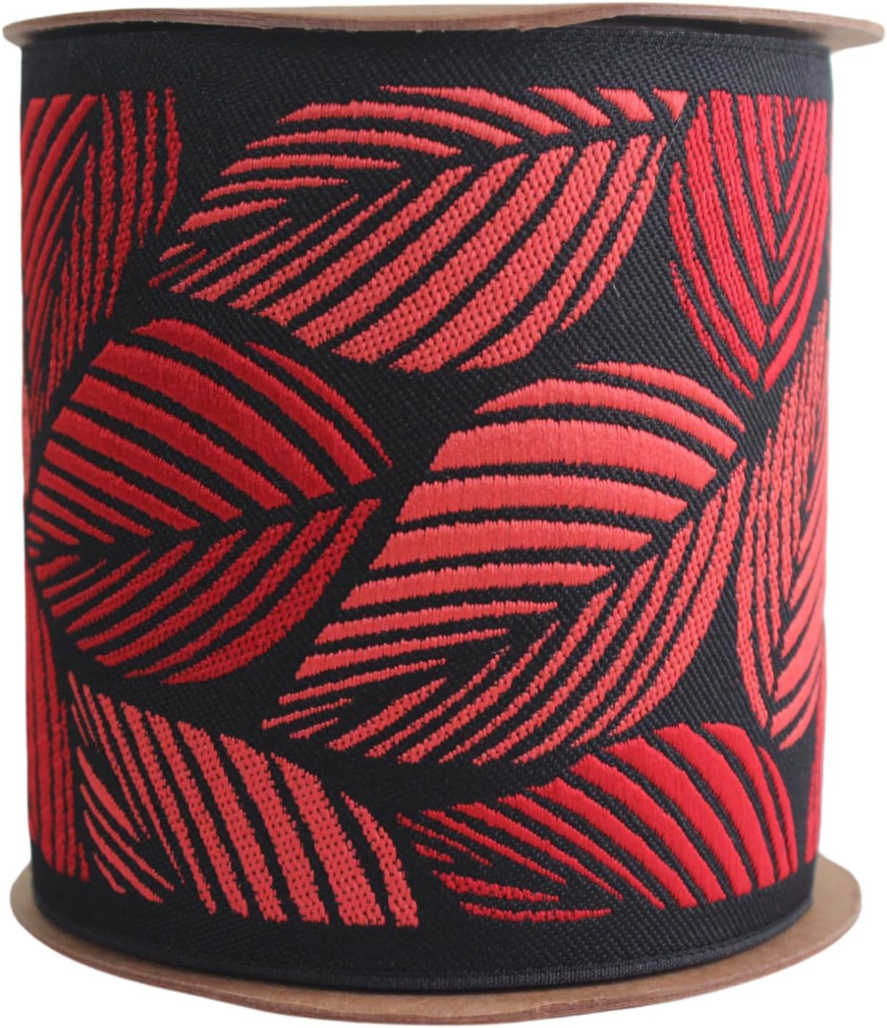 3.8 Yard Spool 3.9" Red & Orange Tropical Leaves Drapery Trim Jacquard Ribbon for Your Drapes Curtains Drapery Banding Trim Tape V8 196