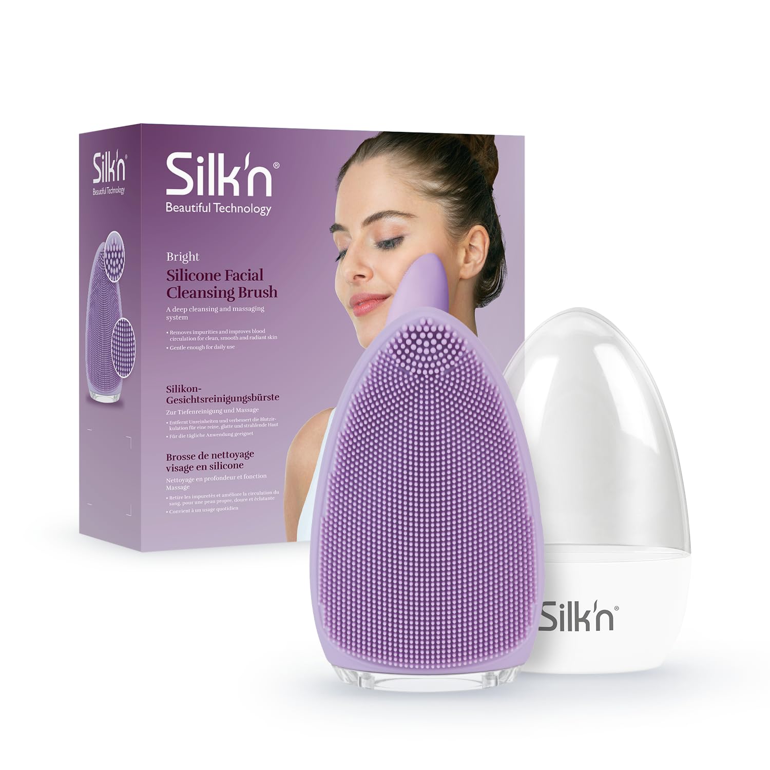 Silk'n Brosse nettoyante pour le visage - Bright - Brosse de nettoyage du visage - Nettoyage en profondeur et massage de la peau (violet)
