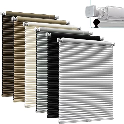 MYshade Persianas celulares personalizadas, sin taladro, sin herramientas, persianas opacas inalámbricas para ventanas de interior, fáciles de