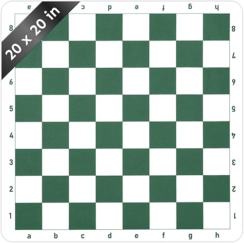 Tapete de ajedrez de torneo de 20 pulgadas, plegable, enrollable, sin piezas, juego de viaje para niños y adultos, color verde
